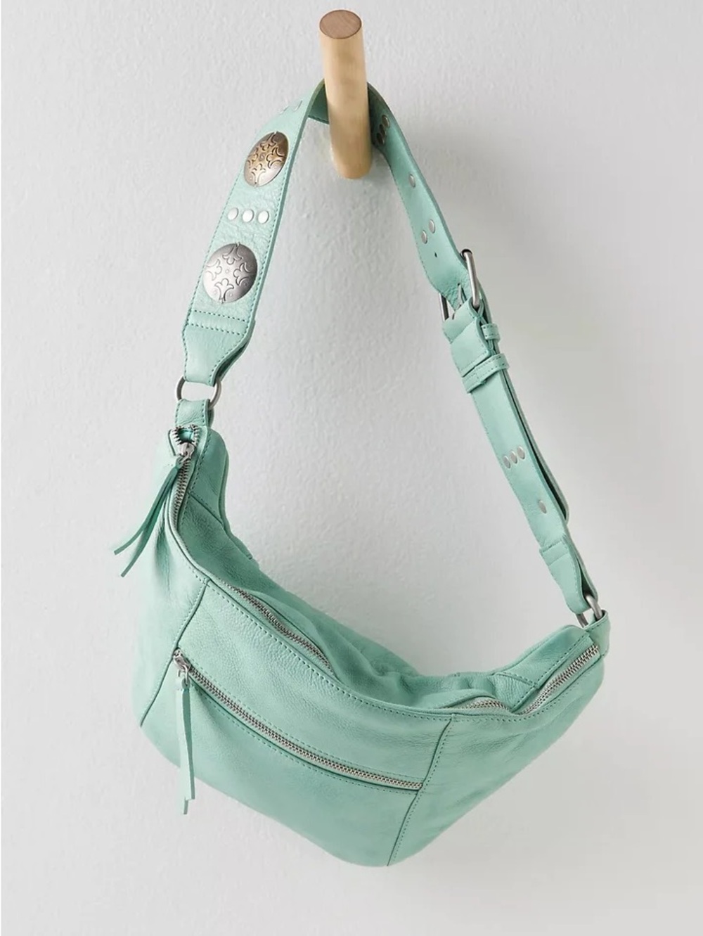 Free People Sea Green Wilder leather sling bag - Picture 1 of 5